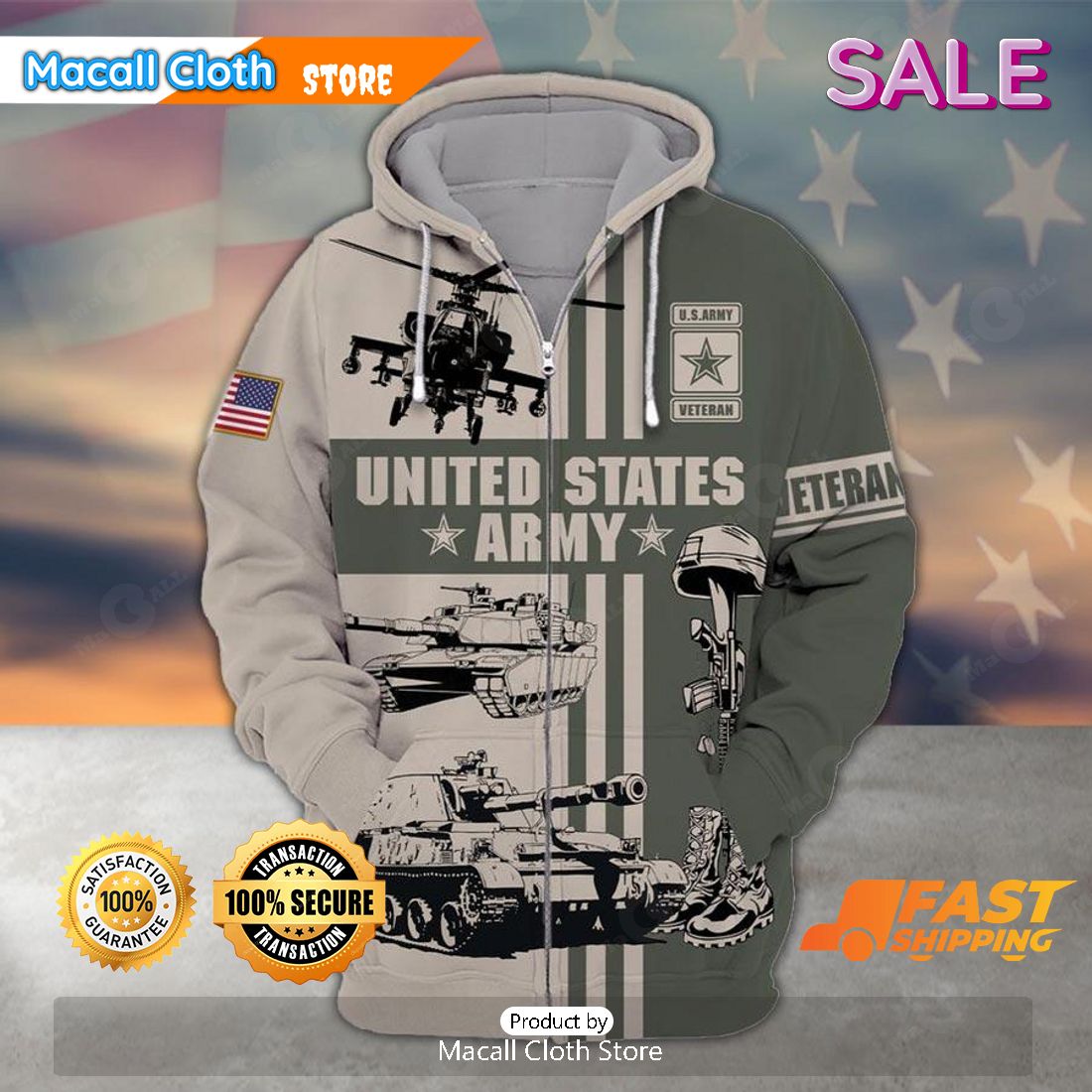 SALE United States Army Armed Forces Army Battlefield Cross And Helicopter American Veterans Day Hoodie Sweatshirt 3D