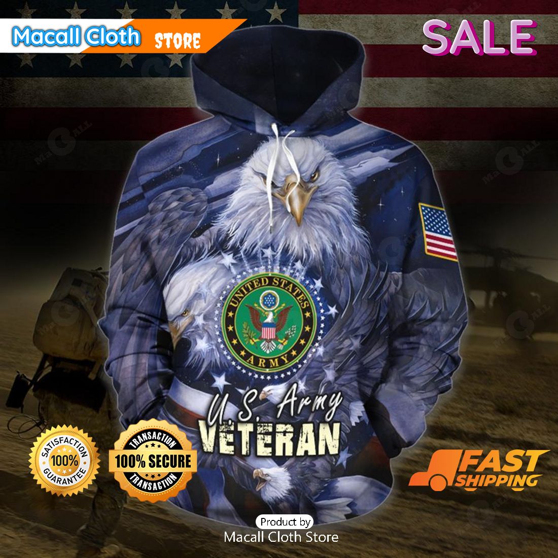 SALE US Army Veteran Eagle With United States Army Logo American Flag Veterans Day Hoodie Sweatshirt 3D SALE US Army Veteran Eagle With United States Army Logo American Flag Veterans Day Hoodie Sweatshirt 3D