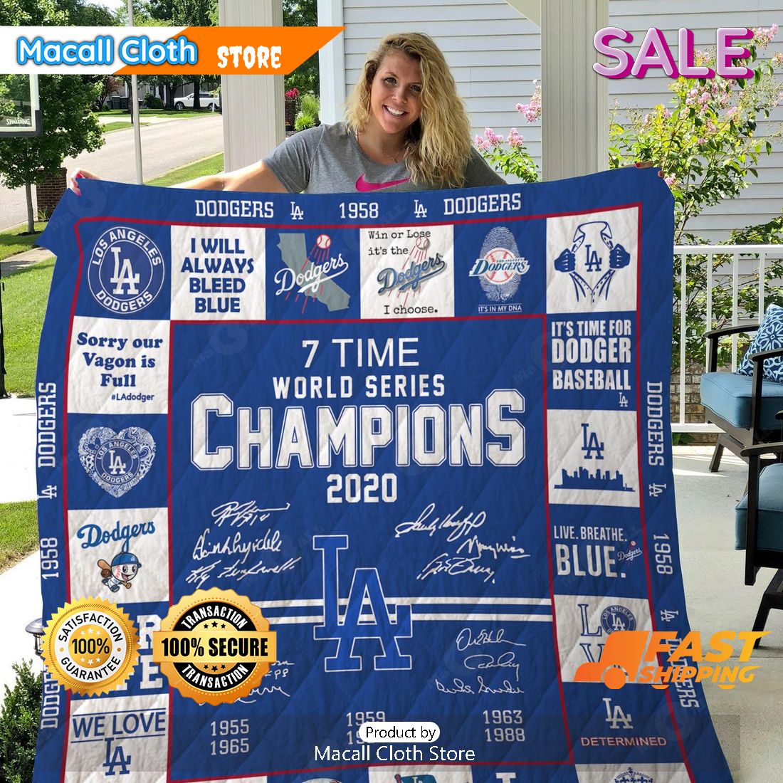 SALE LA Dodgers Champion Sports Gift Quilt Blanket SALE LA Dodgers Champion Sports Gift Quilt Blanket