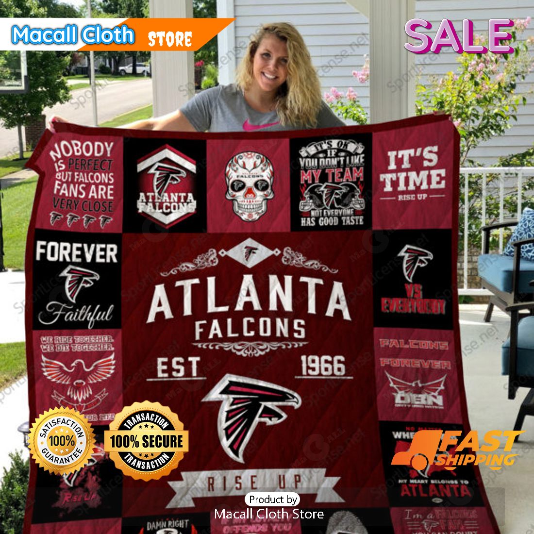 SALE NFL Atlanta Falcons Sports Gift Quilt Blanket SALE NFL Atlanta Falcons Sports Gift Quilt Blanket