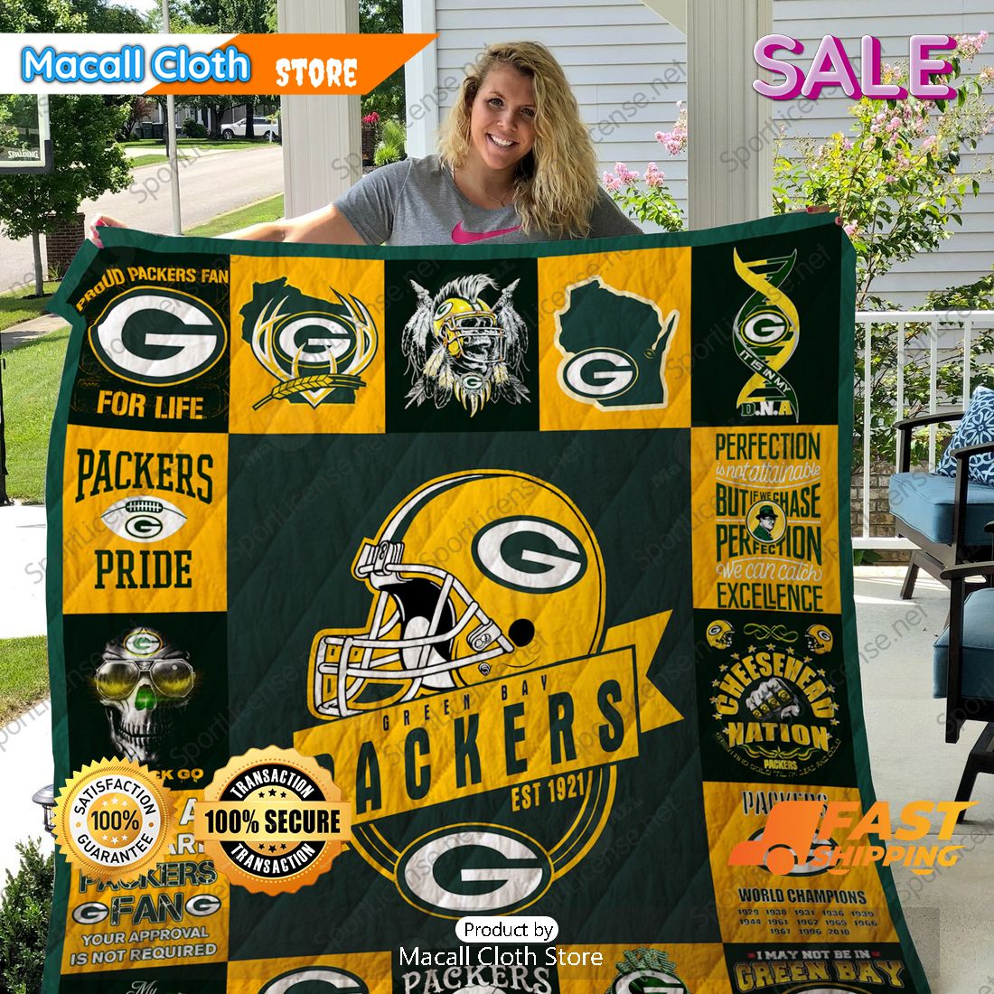 SALE NFL Green Bay Packers Sports Gift Quilt Blanket SALE NFL Green Bay Packers Sports Gift Quilt Blanket