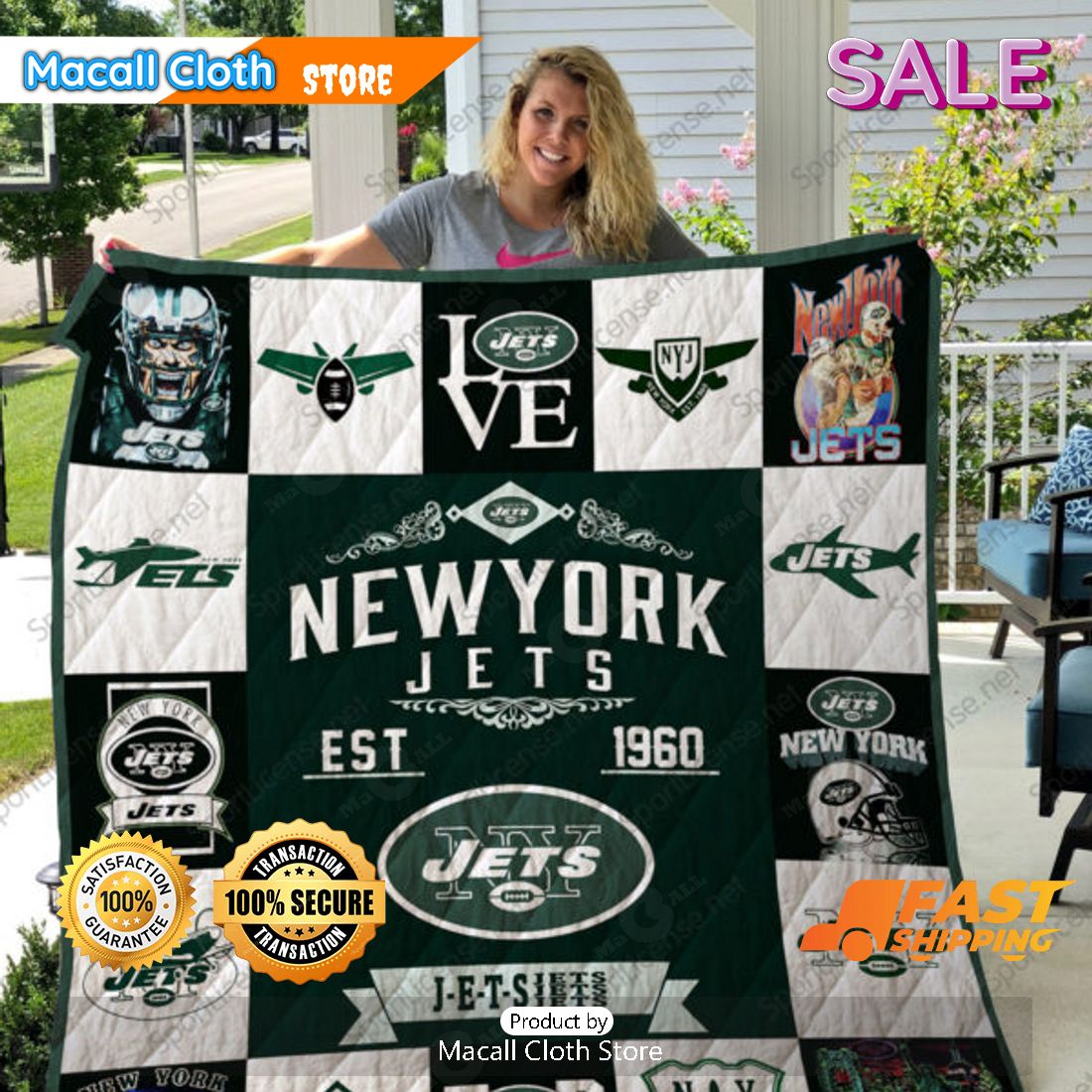 SALE NFL New York Jets Sports Gift Quilt Blanket