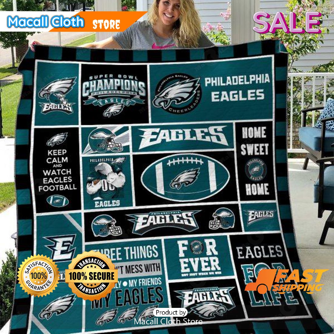 SALE NFL Philadelphia Eagles Sports Gift Quilt Blanket SALE NFL Philadelphia Eagles Sports Gift Quilt Blanket