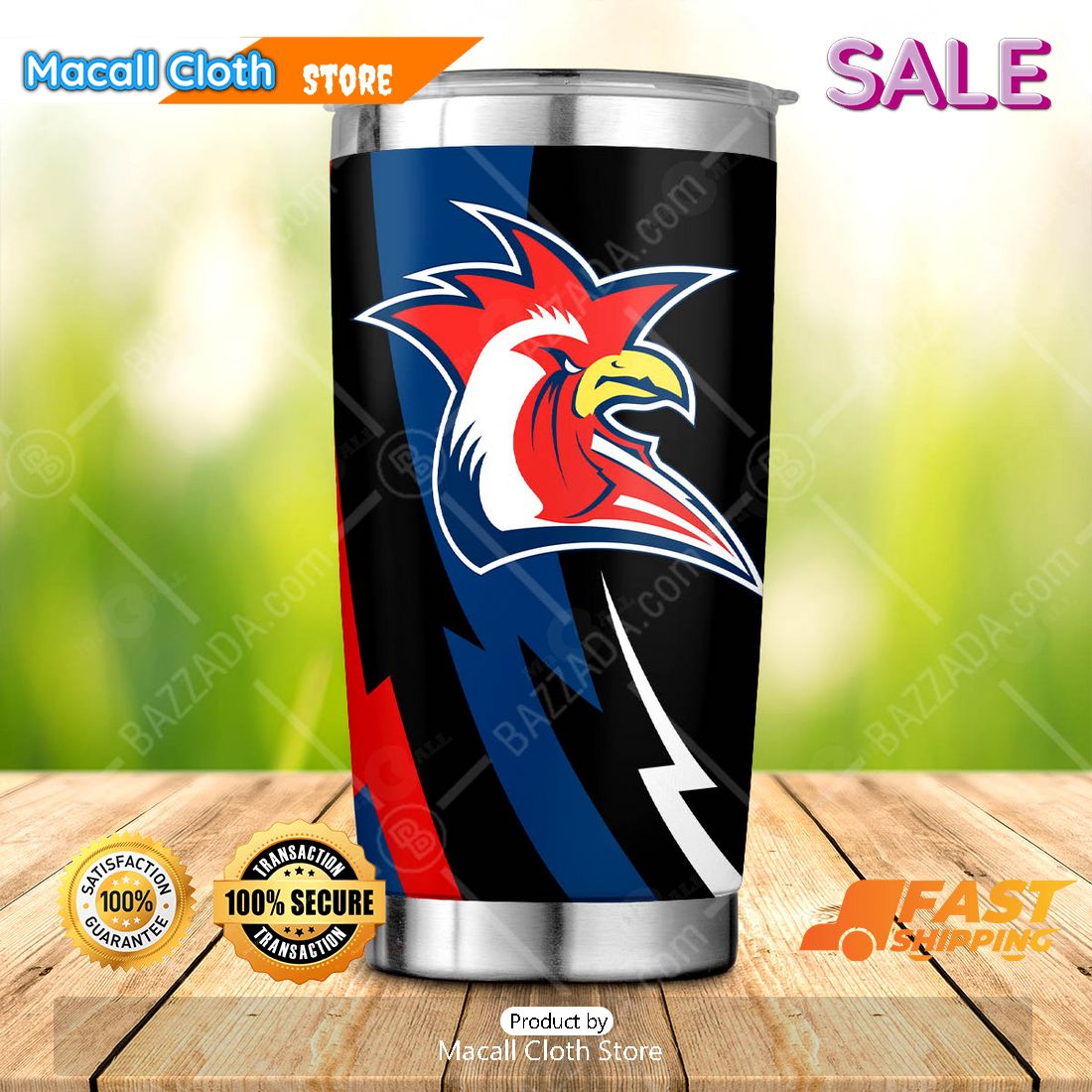 SALE Personalize NRL Big Logo Team Sydney Roosters Tumbler