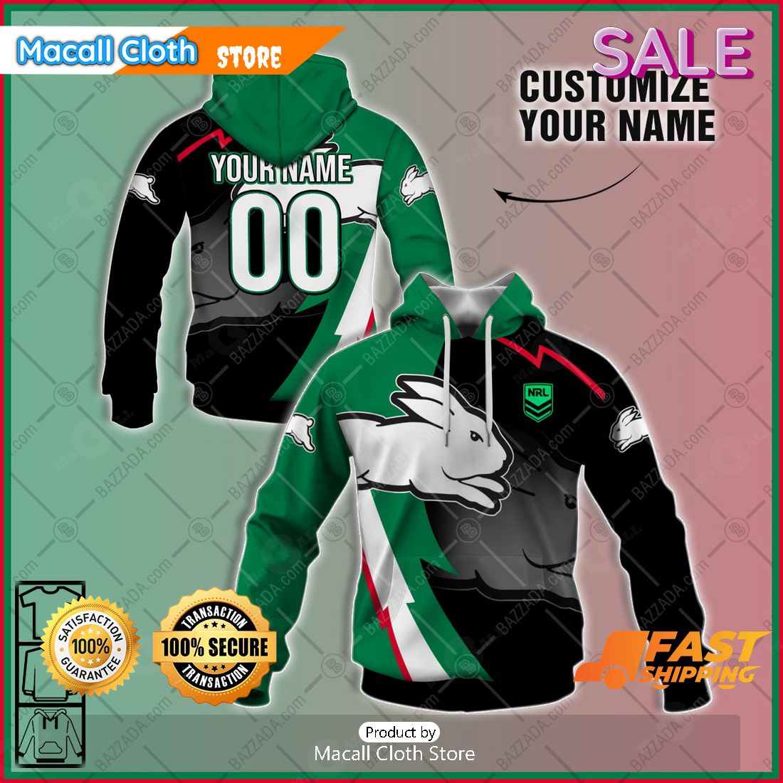 SALE Personalize NRL Full Logo Design 2023 Of South Sydney Rabbitohs Hoodie Sweatshirt 3D