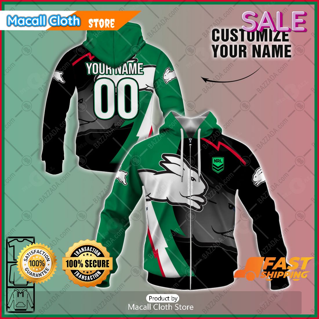 SALE Personalize NRL Full Logo Design 2023 Of South Sydney Rabbitohs Hoodie Sweatshirt 3D