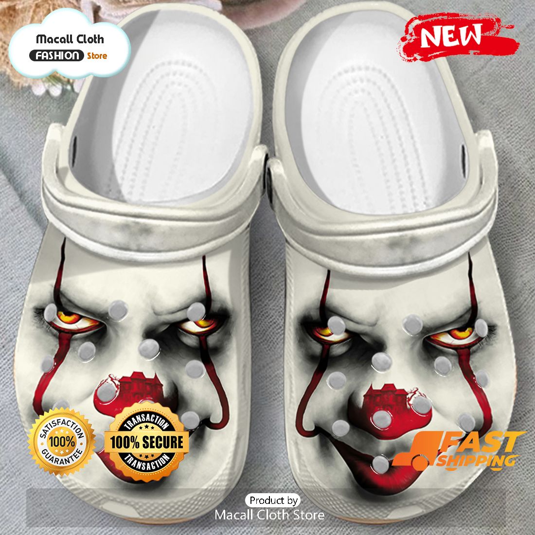 Hot Horror Clown Pennywise Face Crocs Macall Cloth Store Destination For Fashionistas 1214