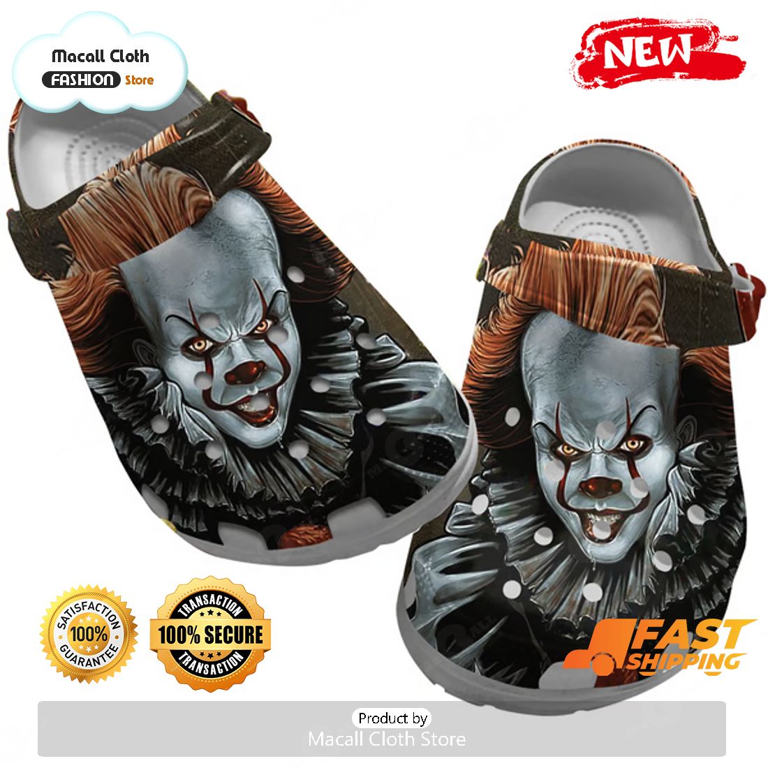 HOT Horror Clown Pennywise IT Dark Crocs HOT Horror Clown Pennywise IT Dark Crocs