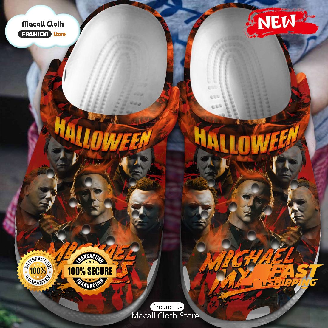 HOT Michael Myers Horror Movie Villain Halloween Crocs HOT Michael Myers Horror Movie Villain Halloween Crocs