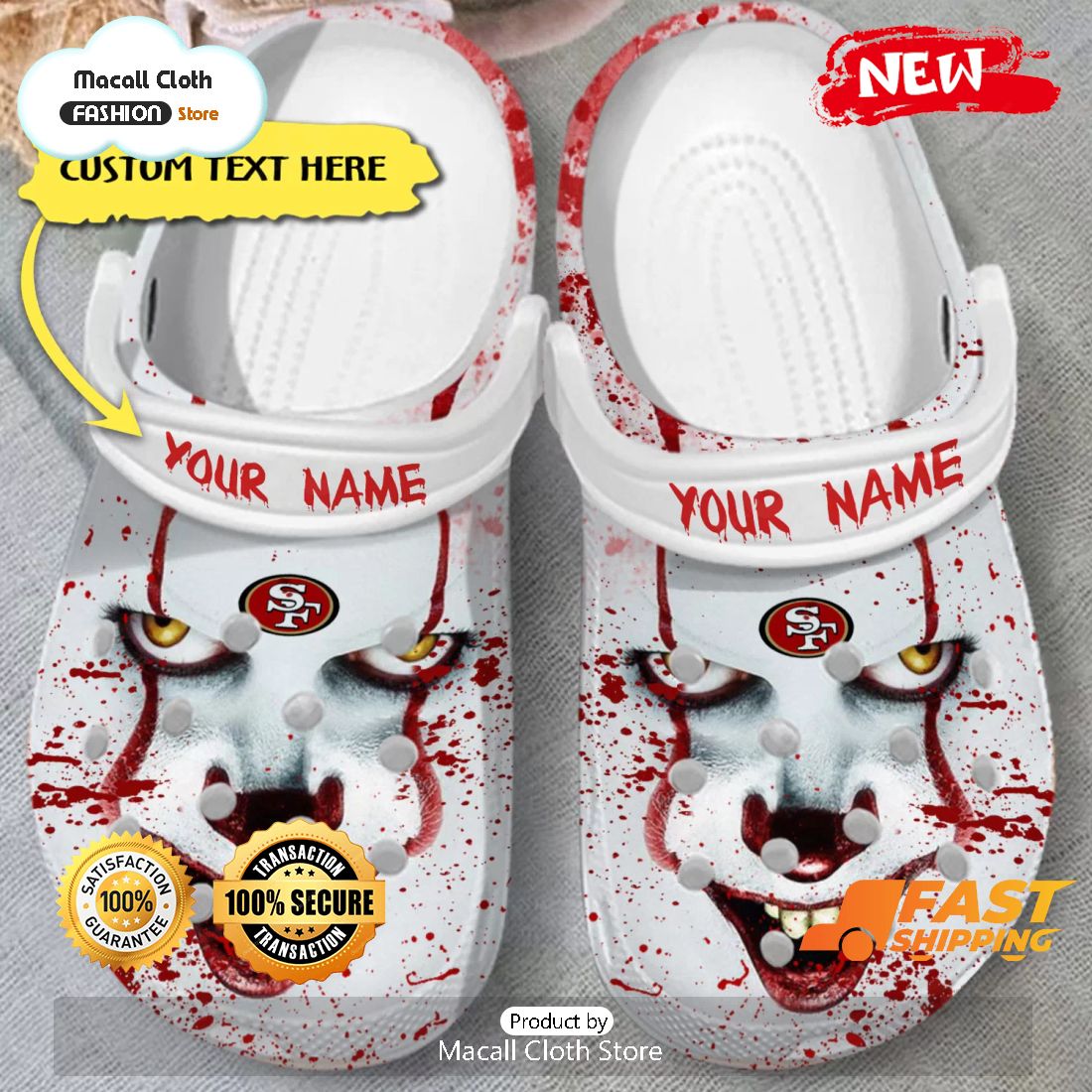 HOT San Francisco 49ers, Pennywise Halloween Horror Crocs HOT San Francisco 49ers, Pennywise Halloween Horror Crocs