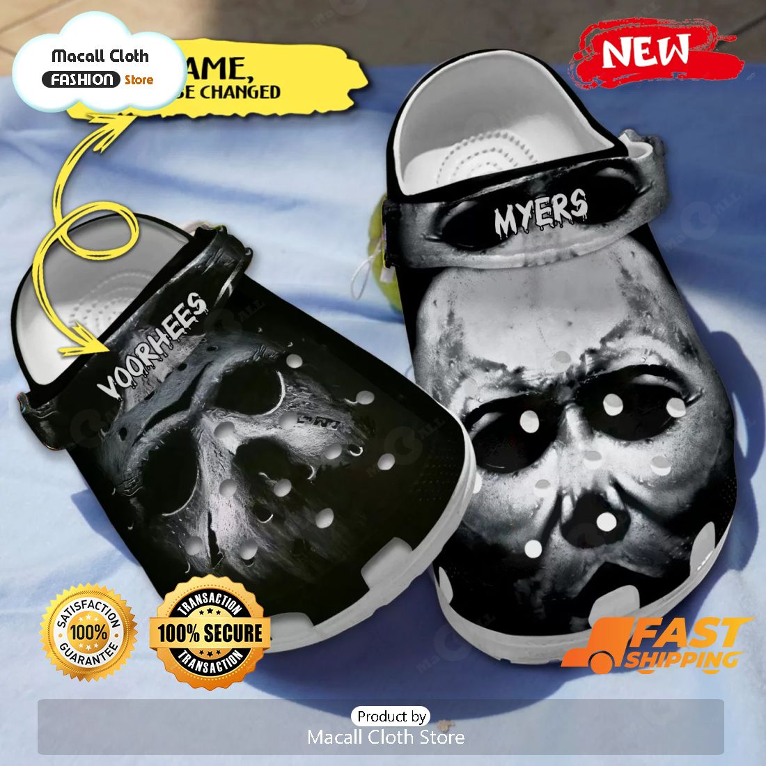 HOT Scary Michael Myers - Jason Voorhees Black Face Halloween Crocs HOT Scary Michael Myers - Jason Voorhees Black Face Halloween Crocs