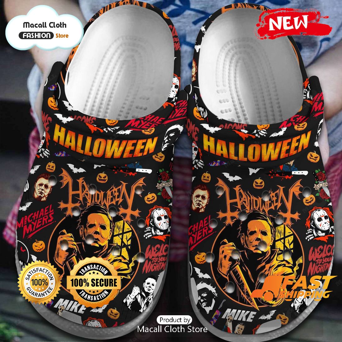 HOT Scary Movie Character Michael Myers Halloween Black Crocs HOT Scary Movie Character Michael Myers Halloween Black Crocs