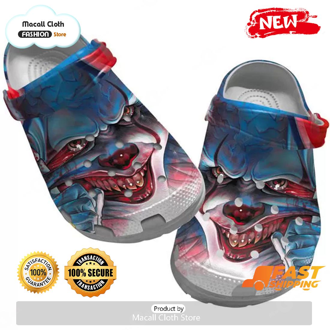 HOT Scary Movie Character Clown Pennywise IT Crocs HOT Scary Movie Character Clown Pennywise IT Crocs