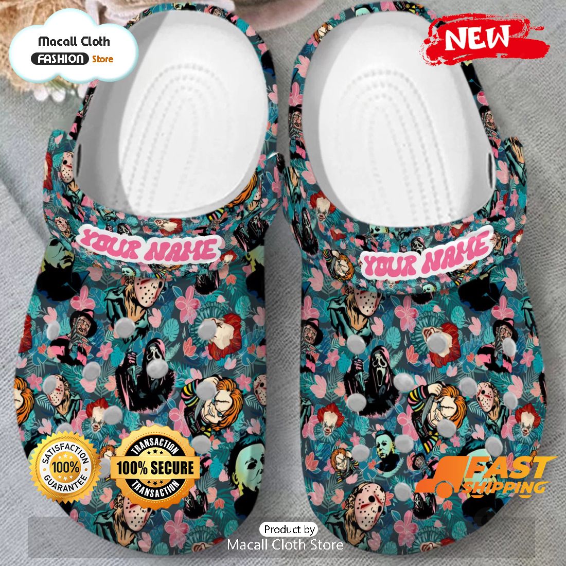HOT Special Green HORROR Characters Custom Name Crocs Shoes