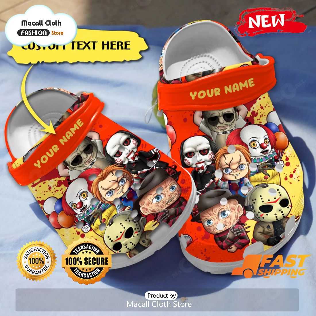 NEW Attractive Horror Characters With Balloon Custom Name Crocs NEW Attractive Horror Characters With Balloon Custom Name Crocs