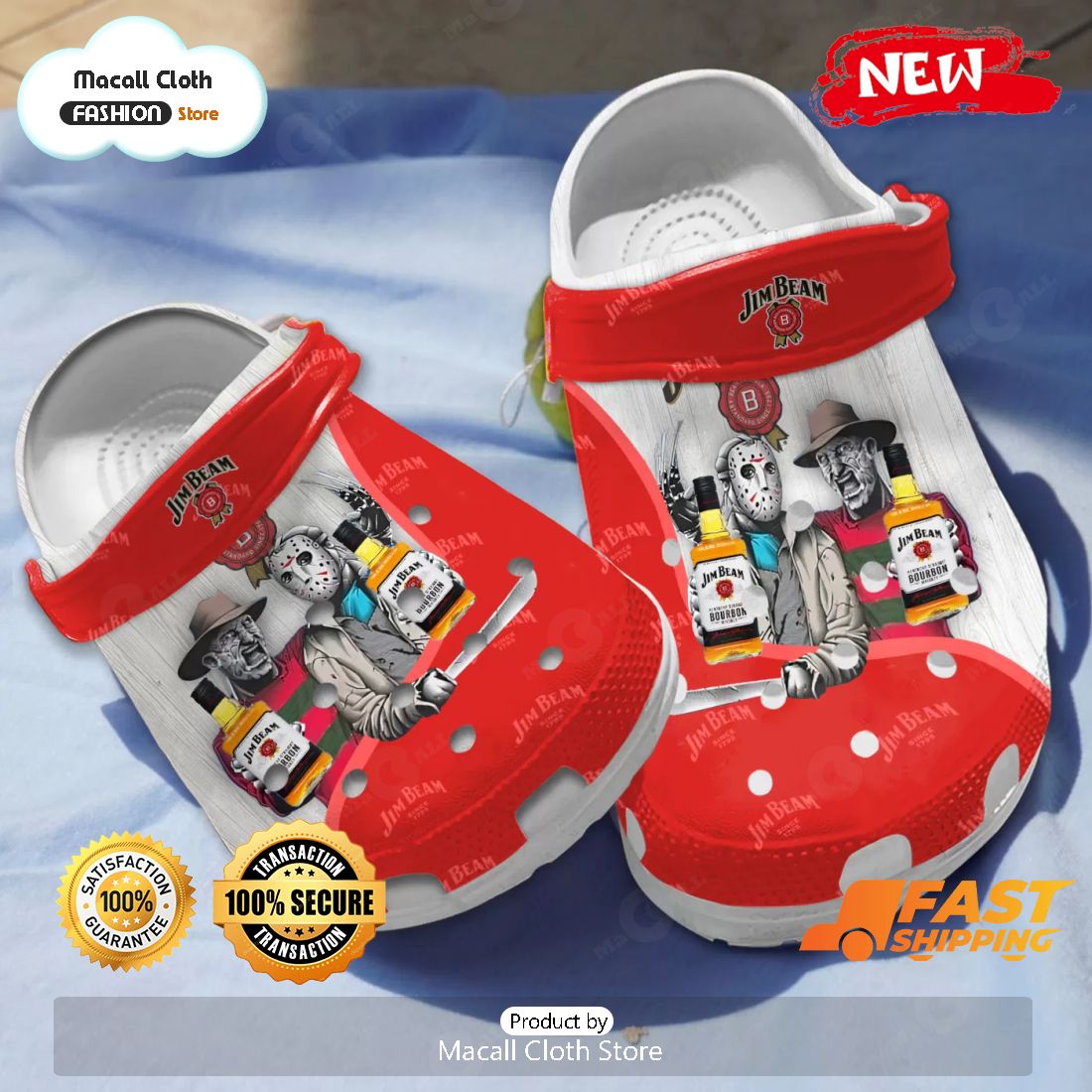 NEW Awesome Design Jim Beam Red Crocs NEW Awesome Design Jim Beam Red Crocs
