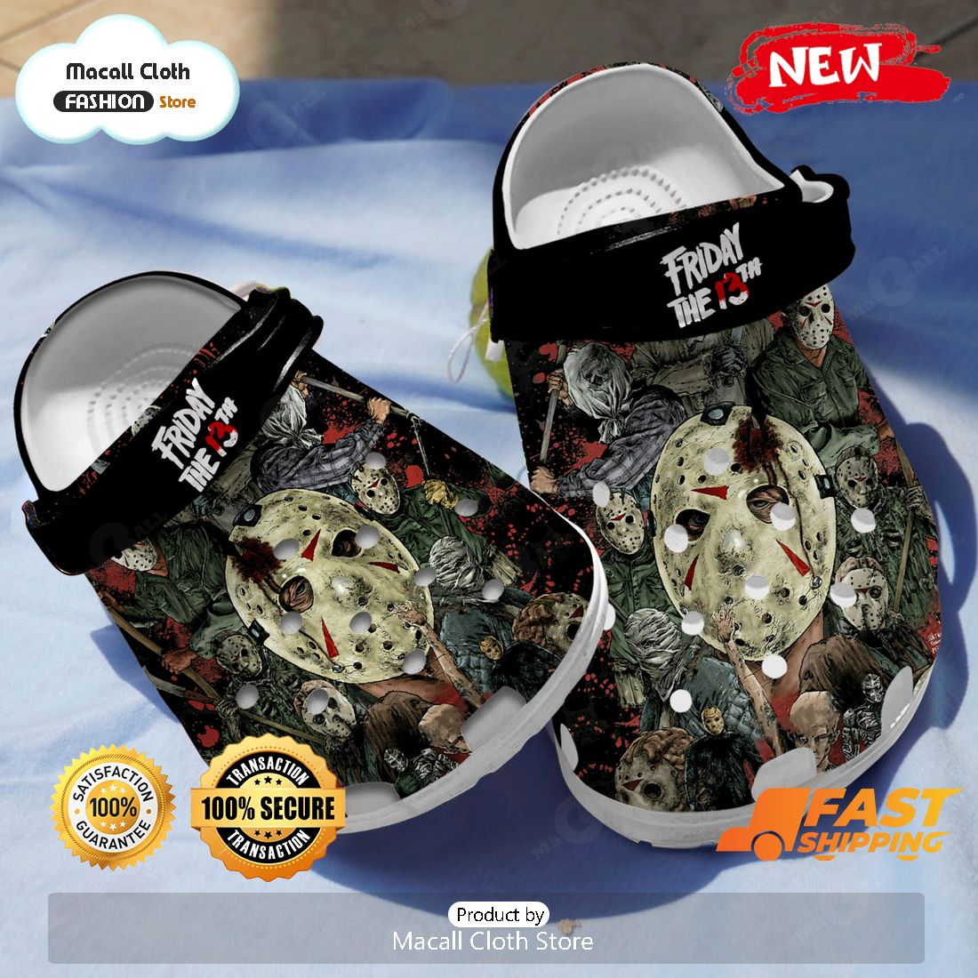 NEW Friday The 13th Jason Voorhees Halloween Crocs NEW Friday The 13th Jason Voorhees Halloween Crocs