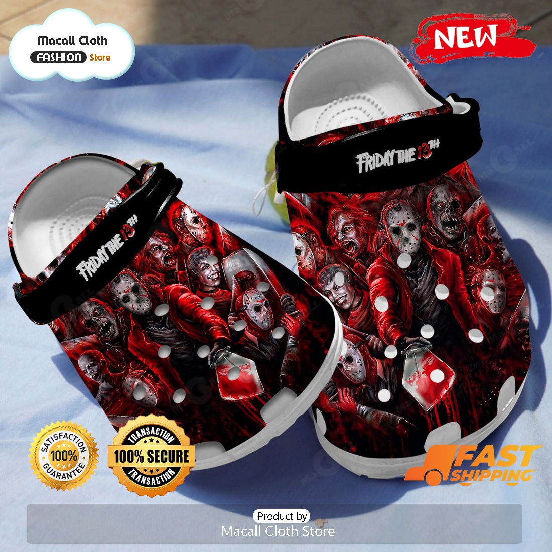 NEW Friday The 13th Read Horror Crocs NEW Friday The 13th Read Horror Crocs