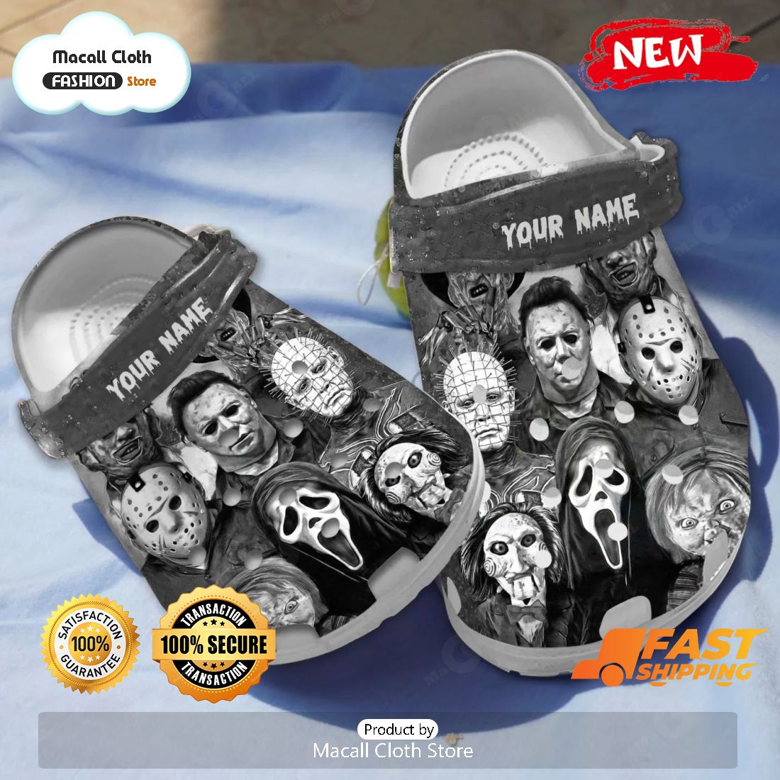 NEW Grey Halloween Horror Mask Special Crocs