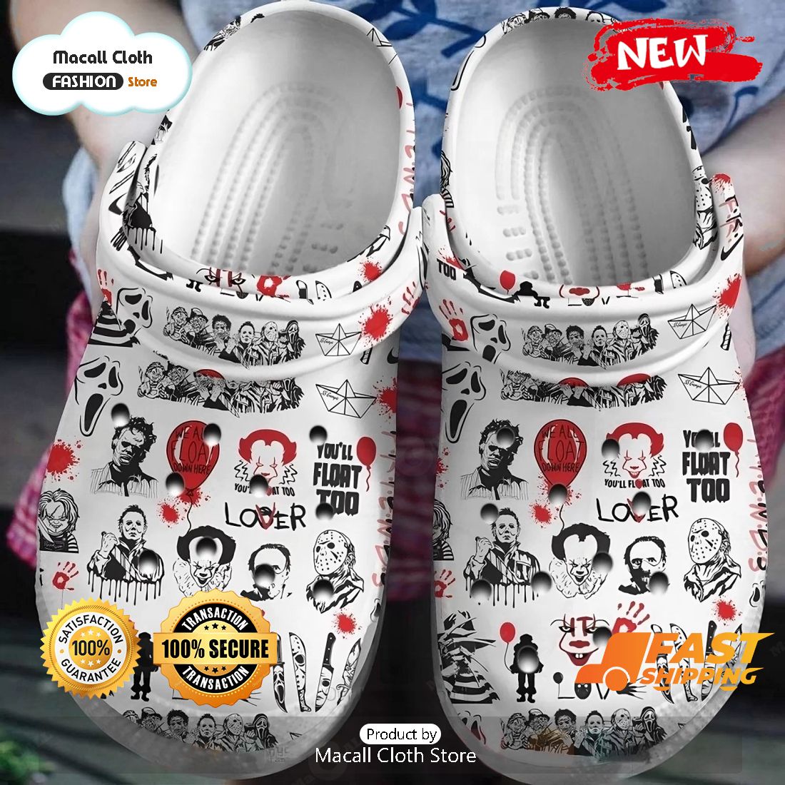 NEW Halloween Horror Crocs, Horror Movie Characters Crocs