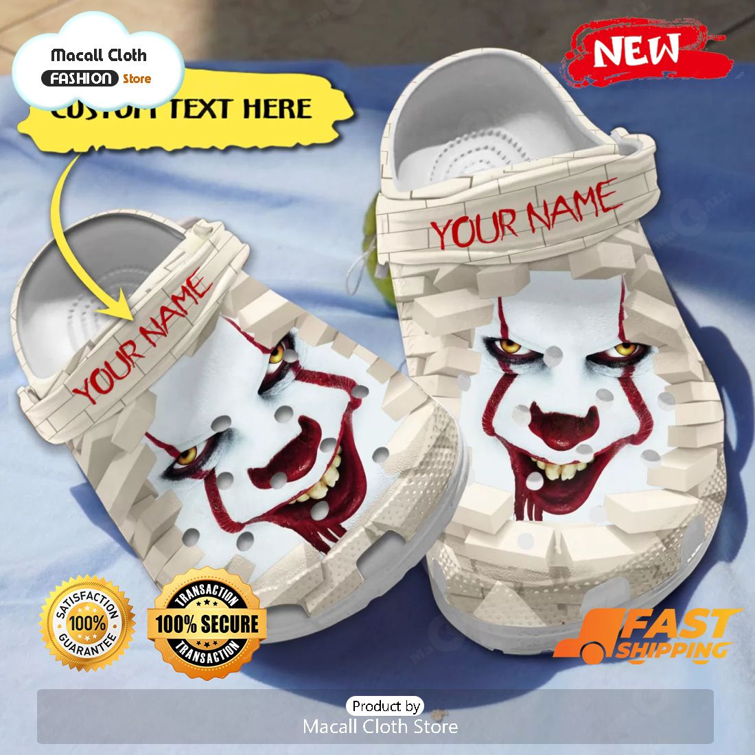 NEW Halloween Pennywise 3D Custom Name Crocs
