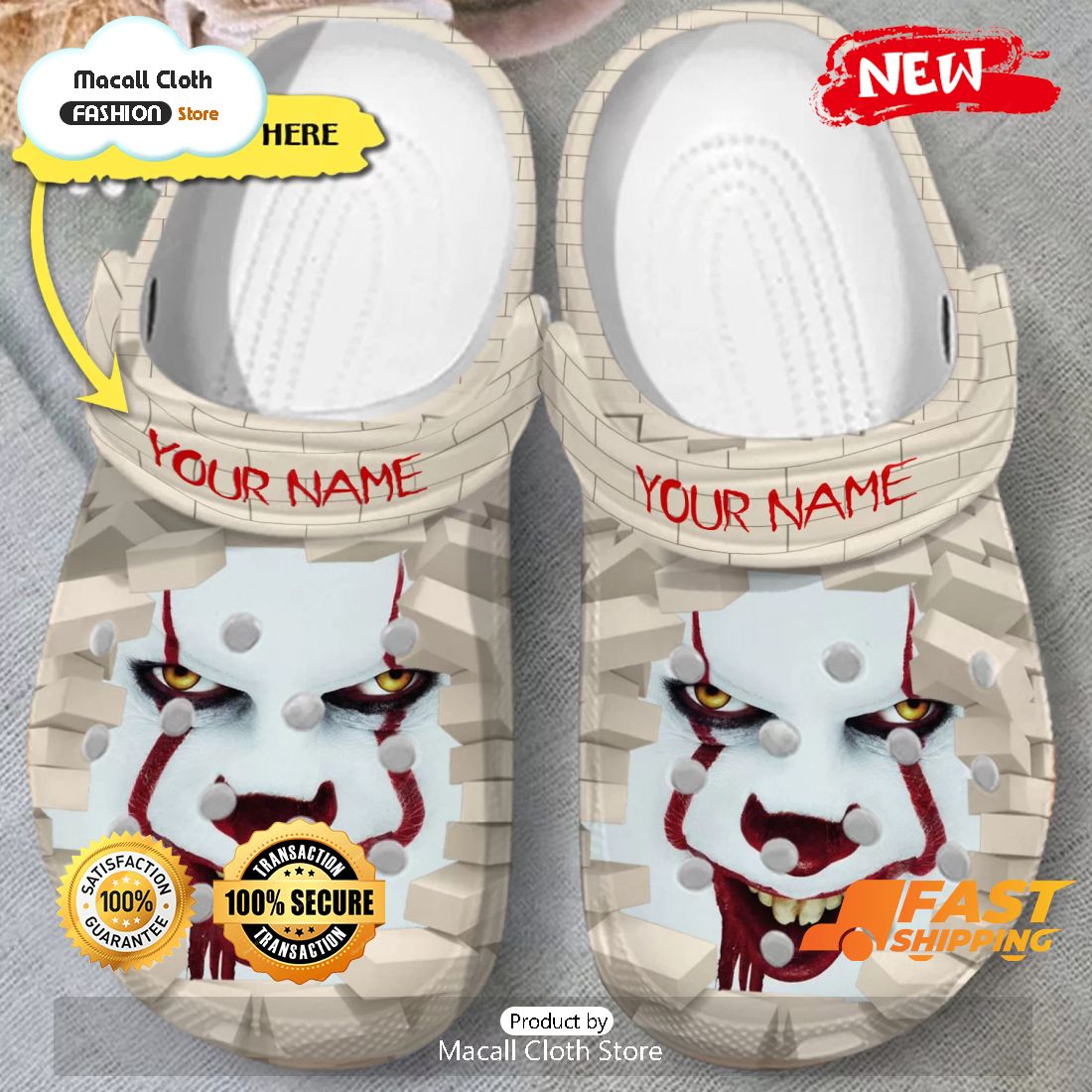 NEW Halloween Pennywise 3D Custom Name Crocs