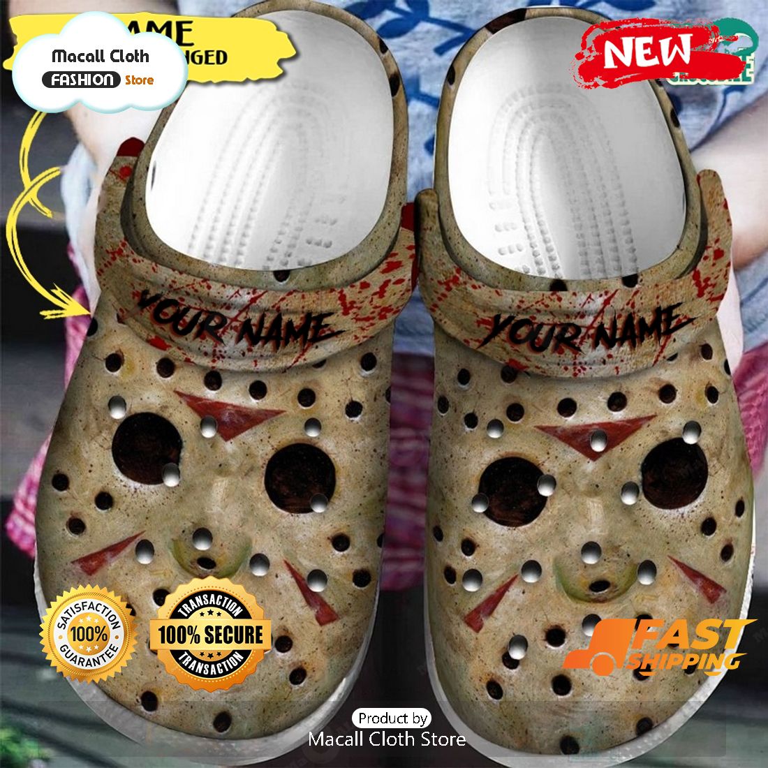 NEW Horror Blood Face Halloween Custom Name Crocs