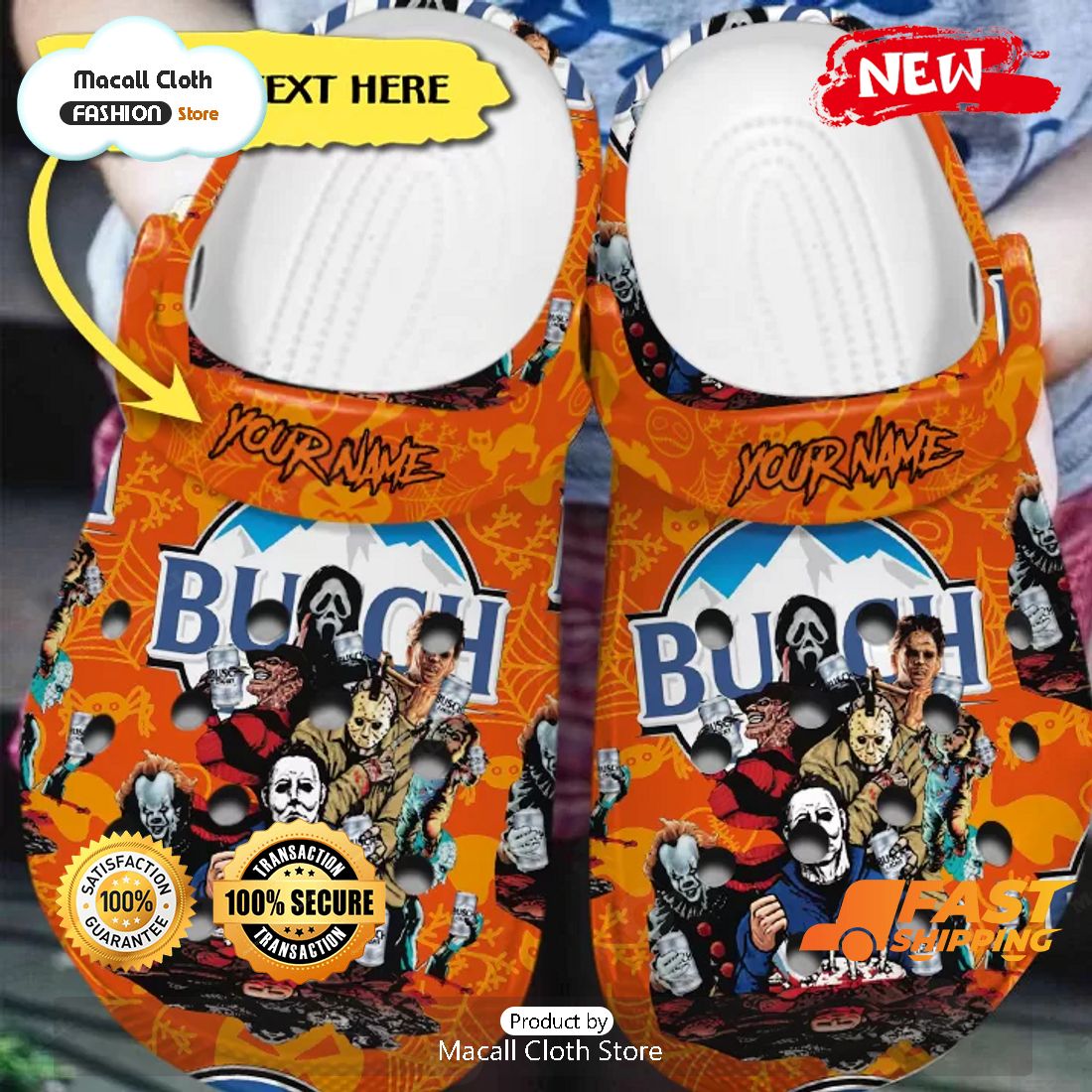 NEW Horror Characters – Busch Custom Name Orange Crocs