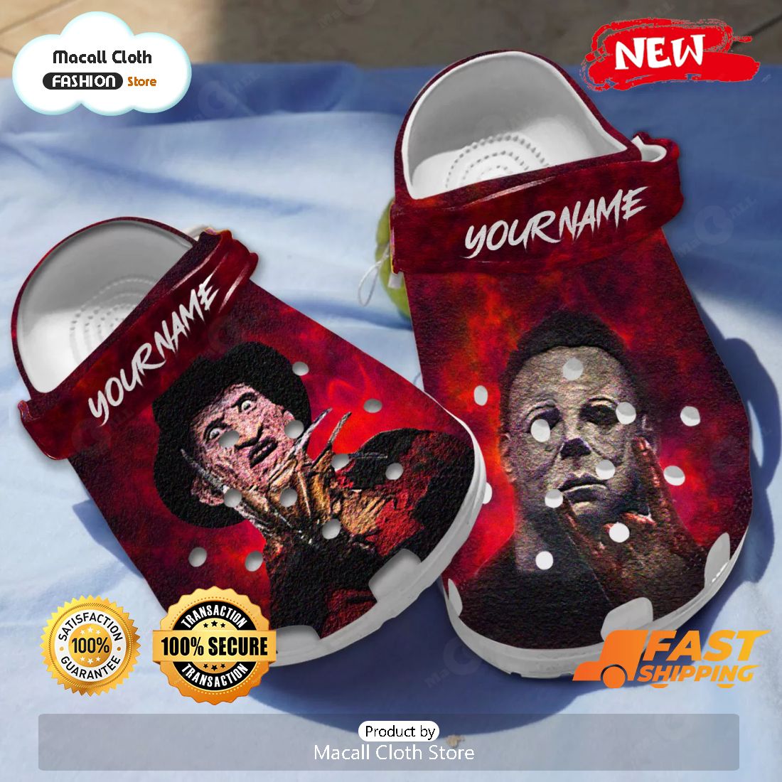 NEW HORROR Characters Custom Name Red Crocs Shoes