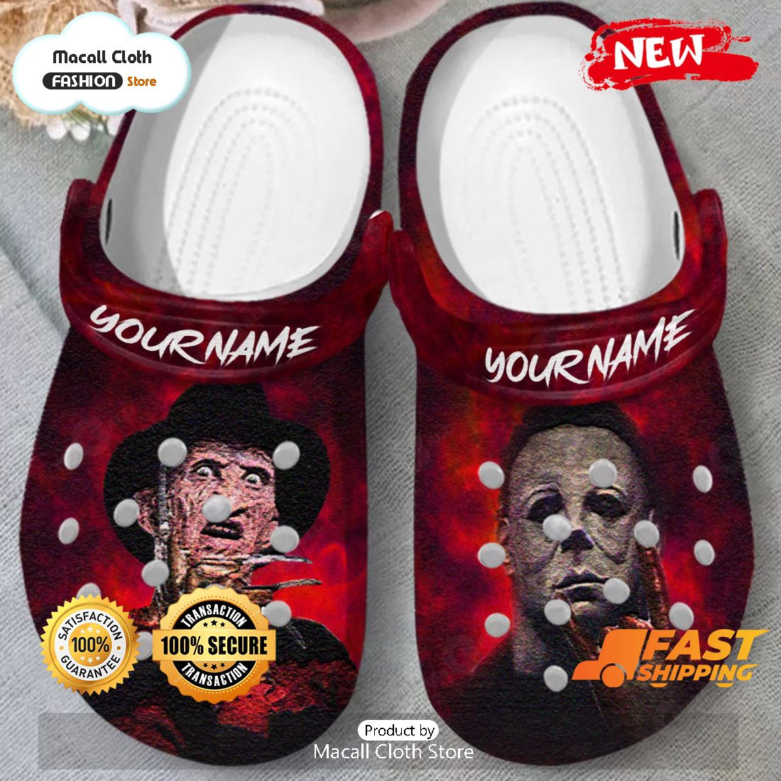 NEW HORROR Characters Custom Name Red Crocs Shoes