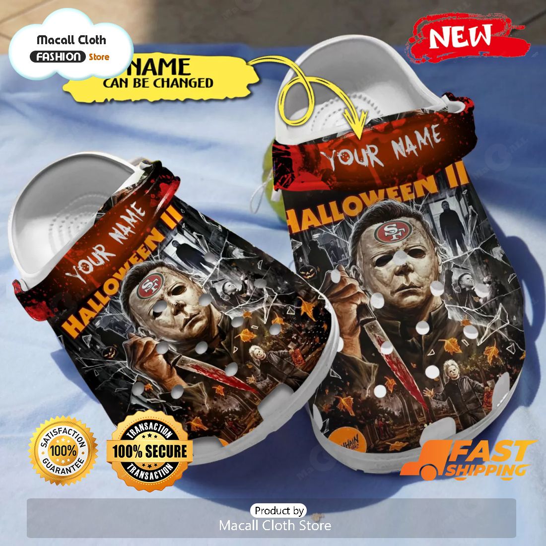 SALE NFL, Michael Myers Halloween II Horror Crocs SALE NFL, Michael Myers Halloween II Horror Crocs