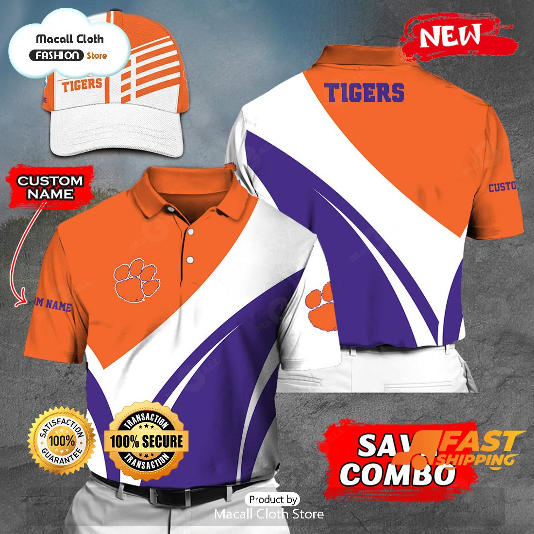 NEW Personalized NCAA Clemson Tigers Gift Sports Fan Polo NEW Personalized NCAA Clemson Tigers Gift Sports Fan Polo