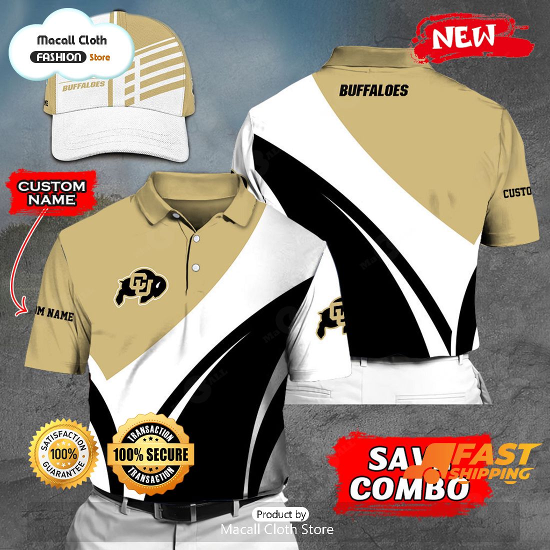 NEW Personalized NCAA Colorado Buffaloes Gift Sports Fan Polo NEW Personalized NCAA Colorado Buffaloes Gift Sports Fan Polo