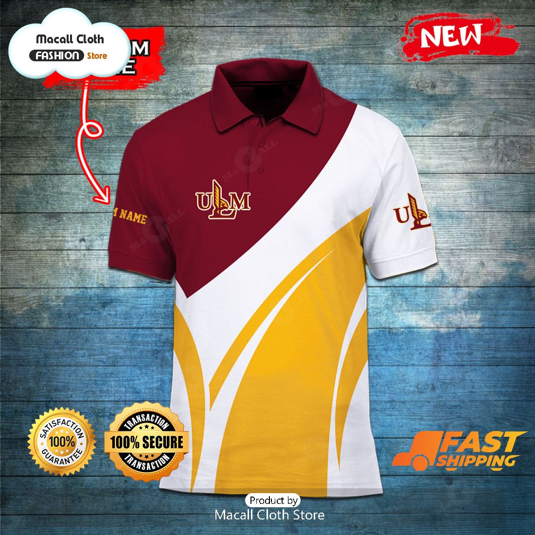 NEW Personalized NCAA Louisiana Monroe Warhawks Gift Sports Fan Polo