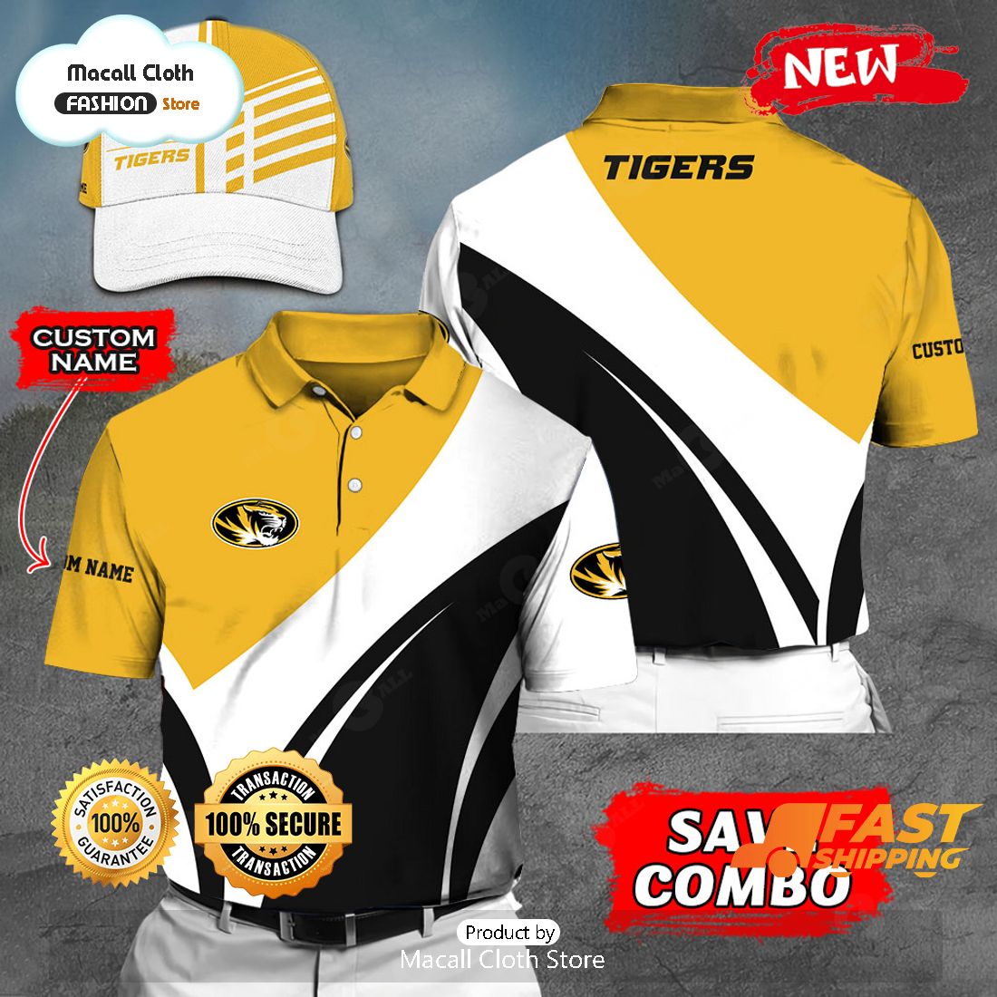 NEW Personalized NCAA Missouri Tigers Gift Sports Fan Polo NEW Personalized NCAA Missouri Tigers Gift Sports Fan Polo