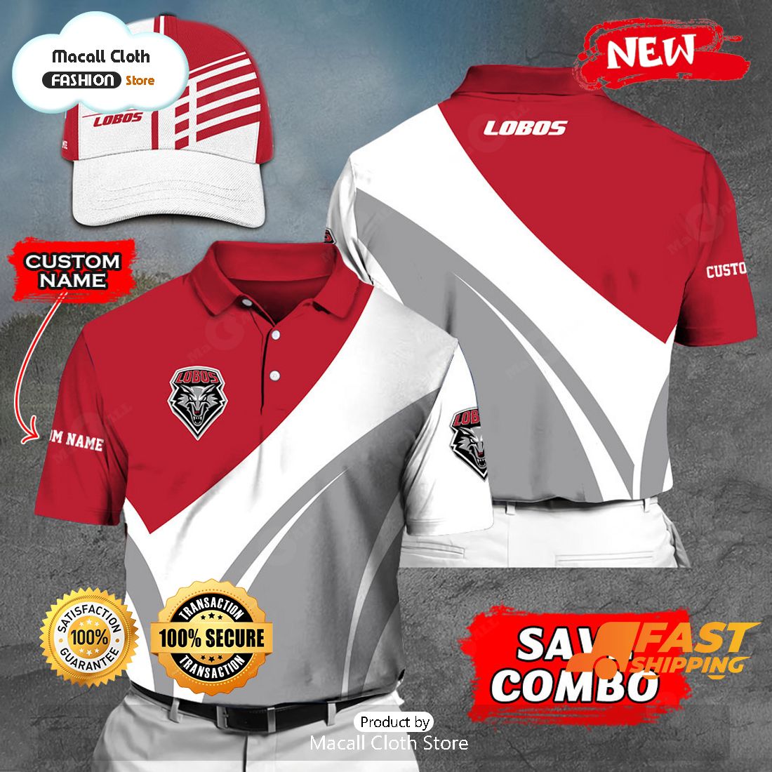 NEW Personalized NCAA New Mexico Lobos Gift Sports Fan Polo NEW Personalized NCAA New Mexico Lobos Gift Sports Fan Polo