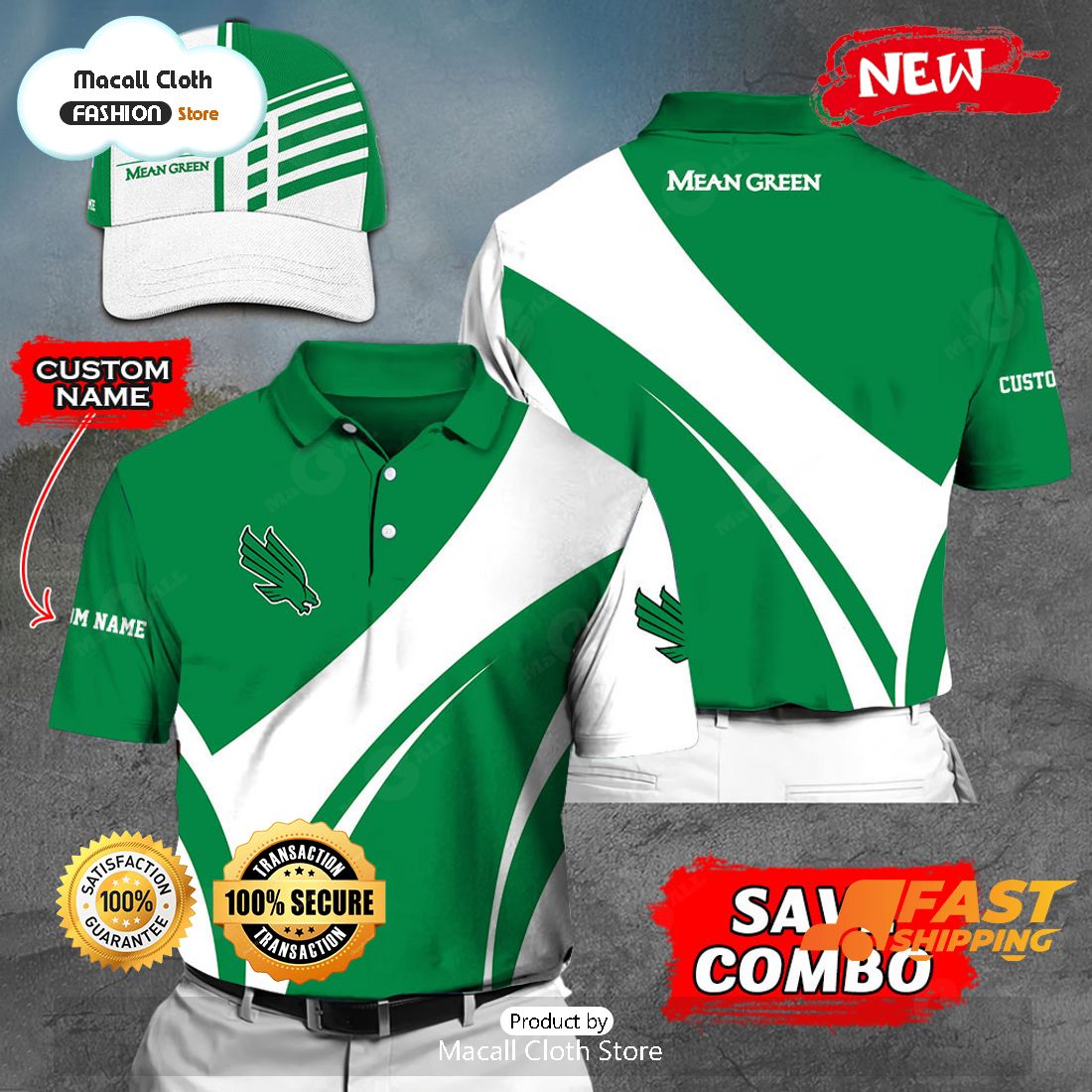 NEW Personalized NCAA NORTH TEXAS MEAN GREEN Gift Sports Fan Polo NEW Personalized NCAA NORTH TEXAS MEAN GREEN Gift Sports Fan Polo