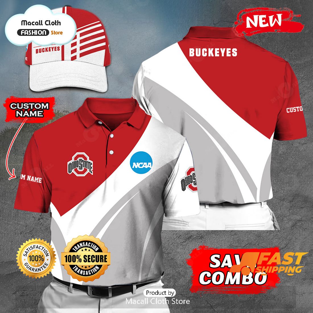NEW Personalized NCAA Ohio State Buckeyes Gift Sports Fan Polo NEW Personalized NCAA Ohio State Buckeyes Gift Sports Fan Polo