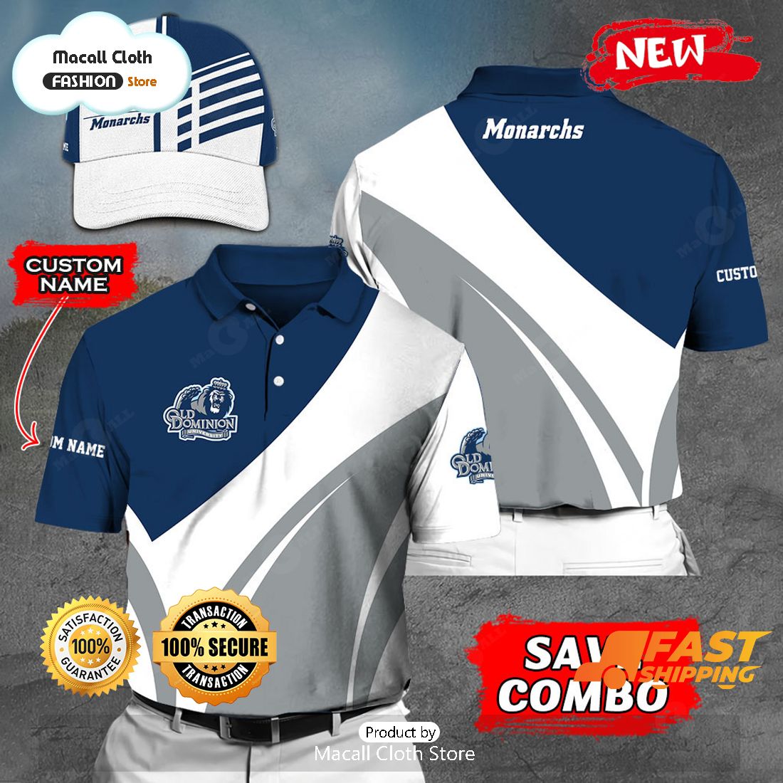 NEW Personalized NCAA Old Dominion Monarchs Gift Sports Fan Polo NEW Personalized NCAA Old Dominion Monarchs Gift Sports Fan Polo