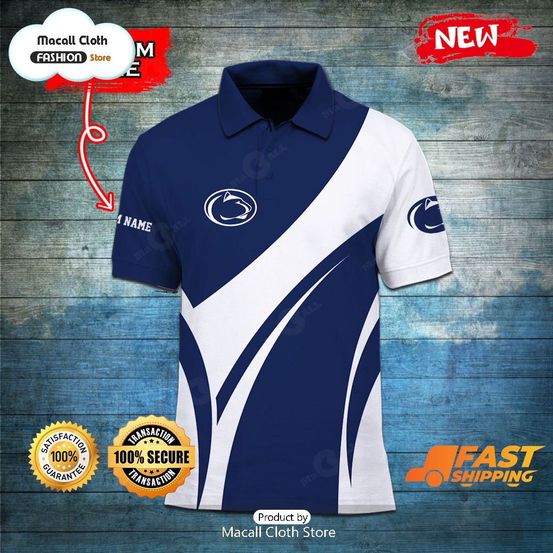 NEW Personalized NCAA Penn State Nittany Lions Gift Sports Fan Polo