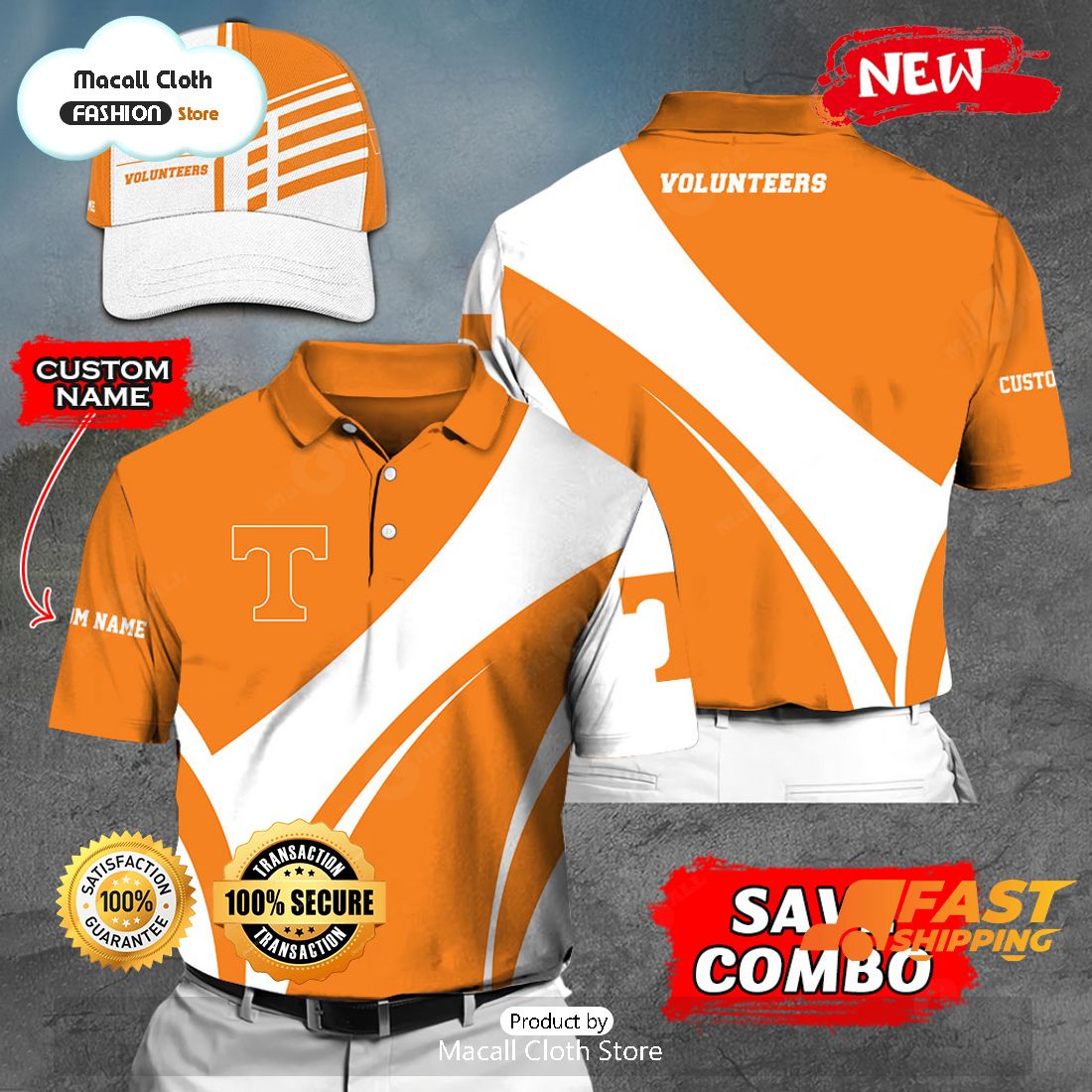 NEW Personalized NCAA Tennessee Volunteers Gift Sports Fan Polo NEW Personalized NCAA Tennessee Volunteers Gift Sports Fan Polo