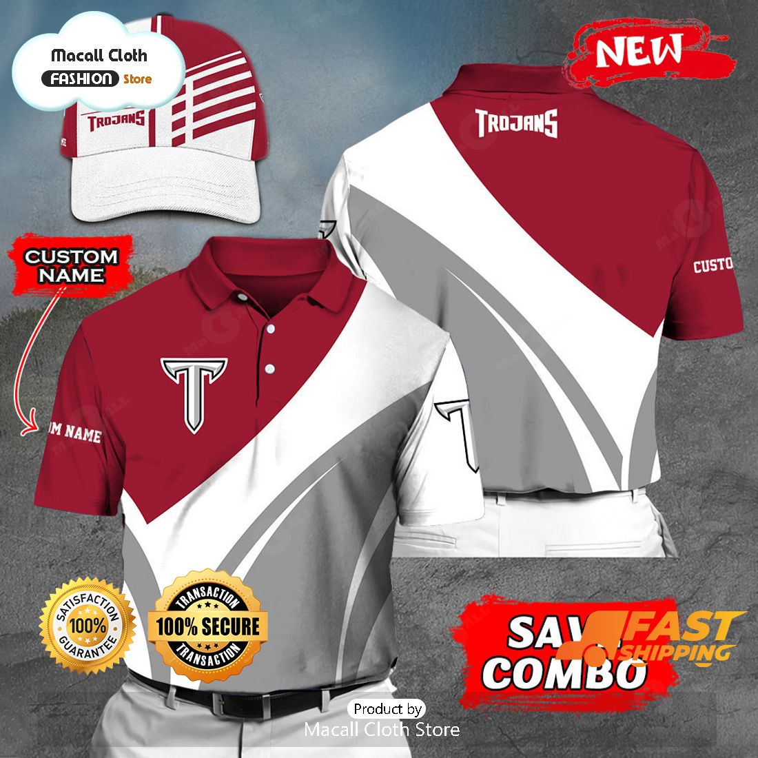 NEW Personalized NCAA Troy Trojans Gift Sports Fan Polo NEW Personalized NCAA Troy Trojans Gift Sports Fan Polo