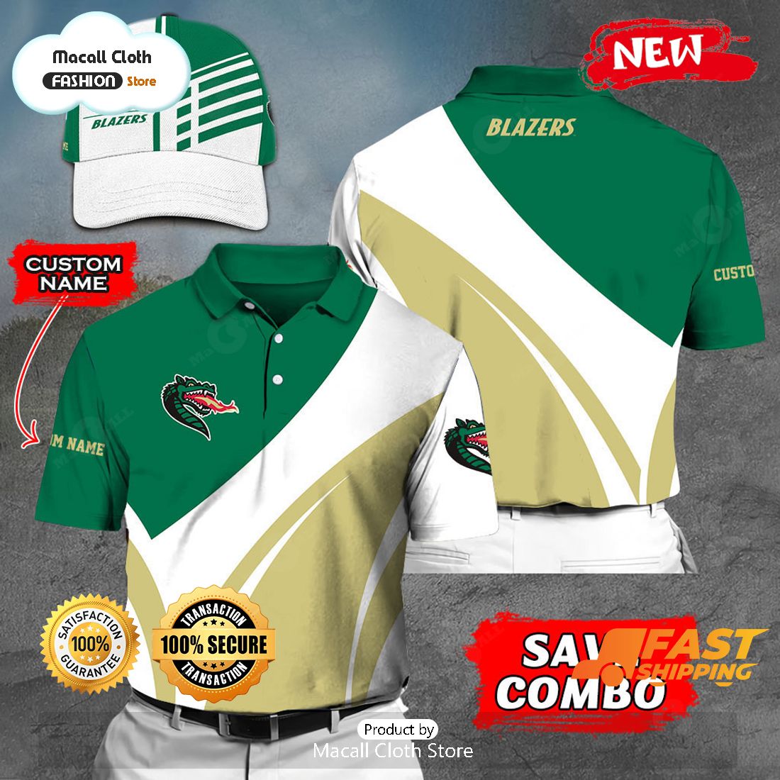 NEW Personalized NCAA UAB BLAZERS Gift Sports Fan Polo NEW Personalized NCAA UAB BLAZERS Gift Sports Fan Polo