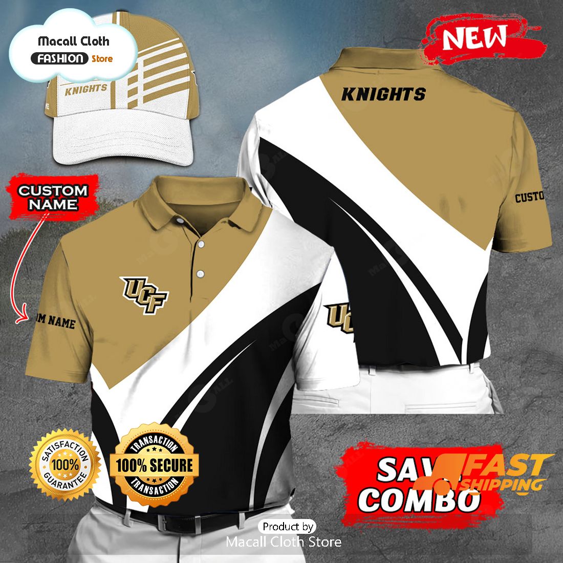NEW Personalized NCAA UCF Knights Gift Sports Fan Polo NEW Personalized NCAA UCF Knights Gift Sports Fan Polo