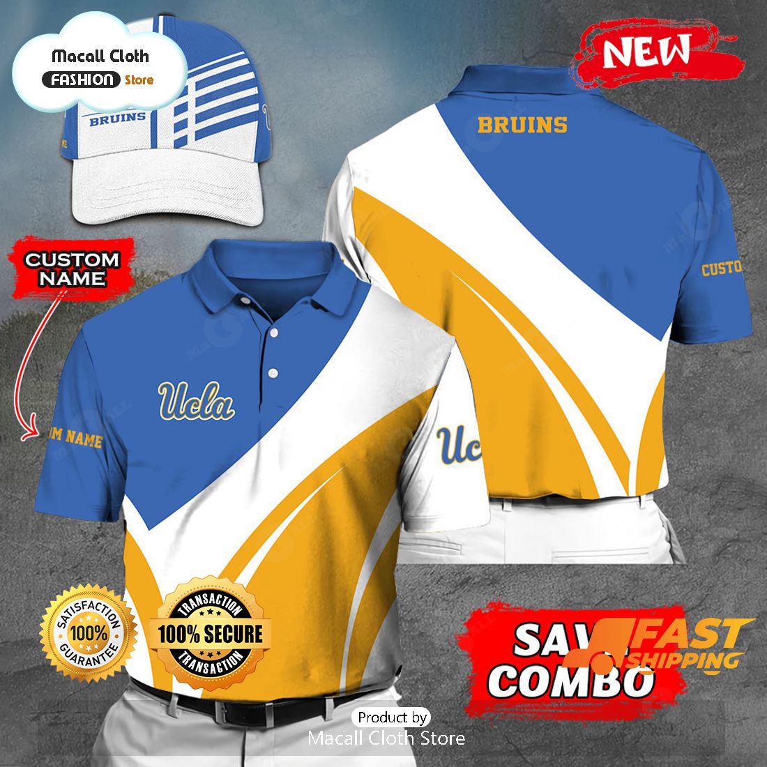 NEW Personalized NCAA UCLA Bruins Gift Sports Fan Polo NEW Personalized NCAA UCLA Bruins Gift Sports Fan Polo