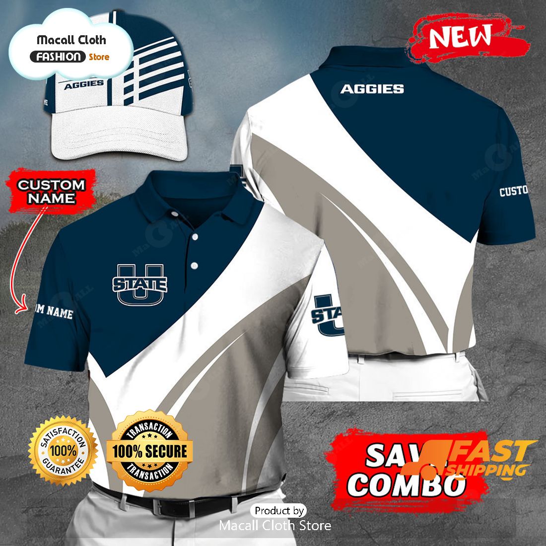 NEW Personalized NCAA Utah State Aggies Gift Sports Fan Polo NEW Personalized NCAA Utah State Aggies Gift Sports Fan Polo