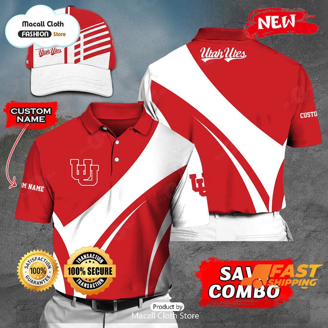 NEW Personalized NCAA Utah Utes Gift Sports Fan Polo NEW Personalized NCAA Utah Utes Gift Sports Fan Polo