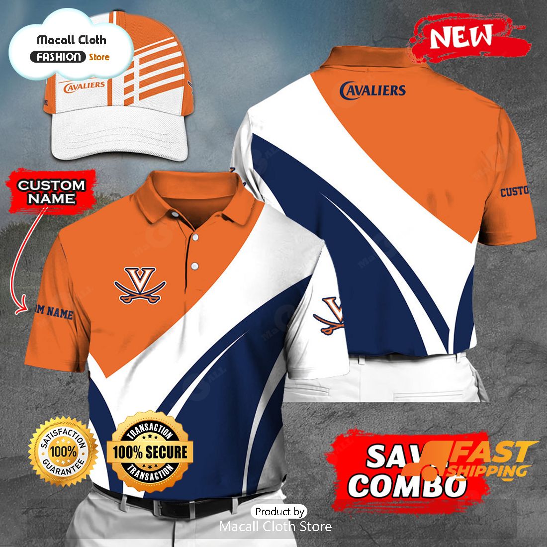 NEW Personalized NCAA Virginia Cavaliers Gift Sports Fan Polo NEW Personalized NCAA Virginia Cavaliers Gift Sports Fan Polo