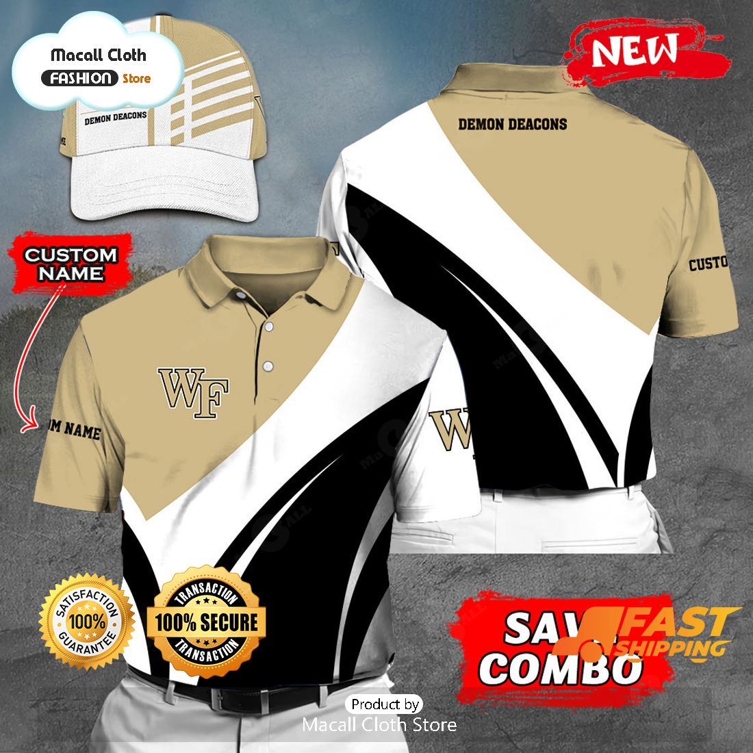 NEW Personalized NCAA Wake Forest Demon Deacons Gift Sports Fan Polo NEW Personalized NCAA Wake Forest Demon Deacons Gift Sports Fan Polo