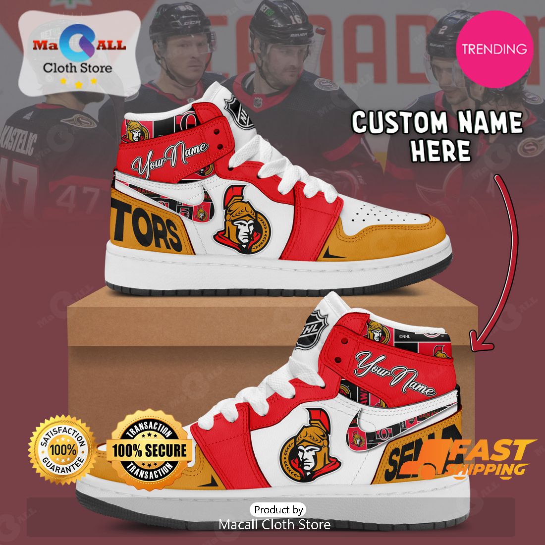 [LIMITED EDITION] Personalized Ottawa Senators Gifts For NHL Fans Air Jordan High Top Sneaker